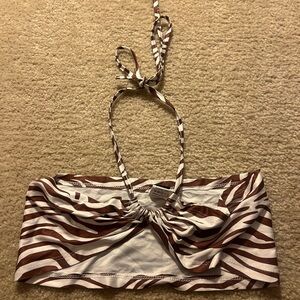 Shein Brown and White Zebra Print Halter Top